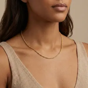 18k Gold Plated 3mm Stainless Steel Chain Necklace Unisex Tarnish & Water Resistant