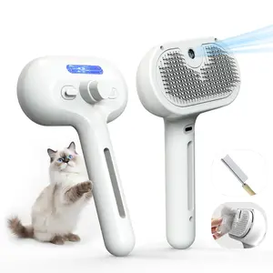 Pet Grooming Brush with Electronic Mist Spray Pet Steam Brush Gentle Deshedding Tool for Cats & Dogs Reduces Shedding Soft Bristles Promotes Healthy Coat Comes with Hair Smoothing Comb