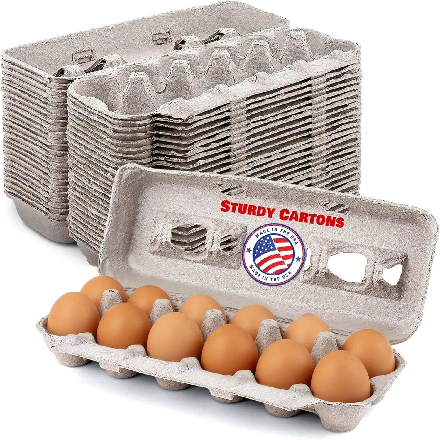 Blank  Pulp Egg Cartons Bulk -  - Holds Up to Twelve Eggs - Cardboard Material  For Storing Extra Eggs (Pack of 5)