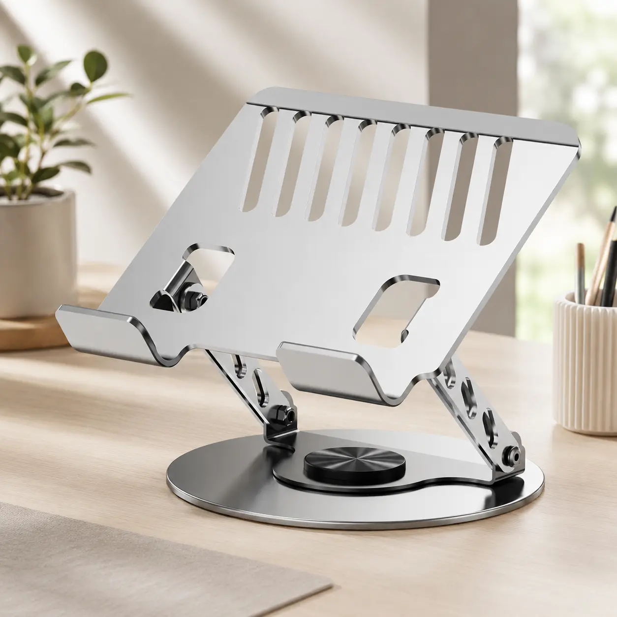 360 Rotating Laptop Stand for Desk - All-Metal Ergonomic Computer Stand & Laptop Riser, 360° Rotatable & Adjustable & Foldable, Portable Laptop Holder for MacBook,tablet, HP,MAC Notebooks (10-17.3"), Adjustable Foldable cooling Desktop mount