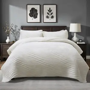 Luxury  Quilt Set  Size, Ultra Soft  Bedding Sets, Lightweight Quilted  Quilt Bedding Set,  Bedspread Coverlet with 2 Shams for All Season, Cream White