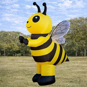 Inflatable Bee Costume for Adults Funny Bumble Bee Halloween Costume Party Cosplay Blow Up Suit