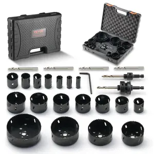 VEVOR Hole Saw Kit, TikTokShopBlackFriday, 18 PCS Saw Blades, 6 Drill Bits, 1 Hex Wrench, General Purpose Size from 3/4" to 4-1/2", Bi Metal M42 Hole Saw Set with Carrying Case, Ideal for Wood Board, Plastic and Iron Plate