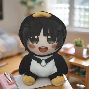 Kawaii Chibi Penguin Cosplay Plush Doll, Soft Stuffed Animal with Removable Hat, Anime Lover Birthday Gift Toy