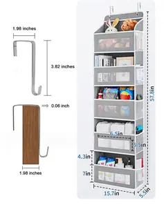 2026 New Over-The-Door Hanging Storage Box 5-Tier Organizer – 20KG Heavy Duty, 5 Large Pockets & Clear Mesh Rack, Anti-Tip Compact Space-Saving Shelf for Bedroom Bathroom Kitchen Pantry Home Organization