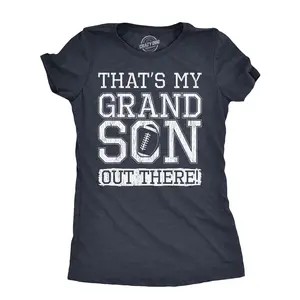 Womens Thats My Grandson Out There T Shirt Funny Proud Football Grandparent Tee for Ladies Funny Womens T Shirts Cute Vintage Fashion Casual Ladies T-Shirt Gift Mother's Day Tops for Women Funny Football Top Navy -