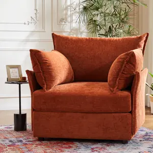 ABCASA Chenille Upholstered Oversized Accent Chair with Detachable Cover, Deep Seat Single Sofa Chair for Lounge, Reading Corner, Small Spaces