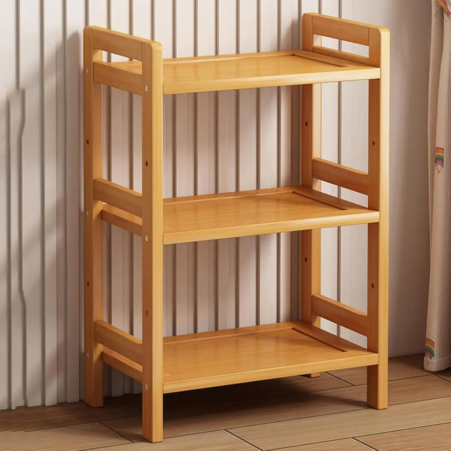 3-Tier Eco-Friendly Bamboo Standing Shelf - Durable Multifunctional Bamboo Wood Rack for Bathroom Organizer, Under Sink Organization, Vanity Setup, Small Room Ideas & Storage Organization
