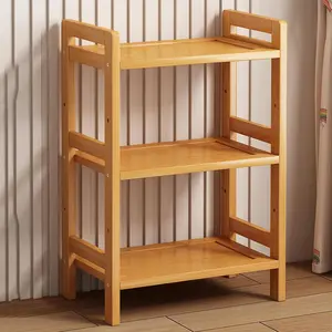 3-Tier Bamboo Standing Shelf, Durable Space-Saving Organizer Rack for Bathroom, Living Room, Bedroom & Kitchen
