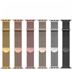 Milanese Loop Watch Band for Apple Watch (Series 1–11) — Two-Piece Design, Stainless Steel Metal Strap with Semi-Circular Magnetic Clasp