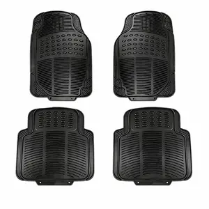Universal Car Floor Mats All-Weather Rubber Liners with Anti-Slip Design Front & Rear Set for All Vehicles Fit Memory Foam Armrest Multi-Size Plastic Clips