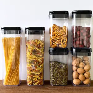 Airtight jar Clear Food Storage container Cereal Box Candy Snack Kitchen Pantry Organization Flour Sugar Grains Utensils Canister plastic airtight