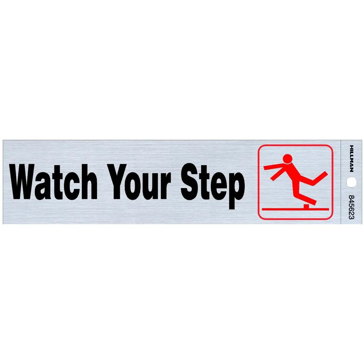 Hillman Group 845623 Adhesive 2" x 8" Colorful Fluorescent Black & Silver Nickel Mylar Safety Label, "Watch Your Step" Sign for Clearly Labeling Entrances (Customers/Staff), Pack of 6