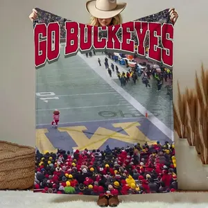 Ohio vs Michigan Rivalry Blanket, Script Ohio on Big M Throw, Buckeye Fan Erase The M College Sports Merch, OSU Fan Cozy Gift