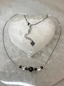 Genuine Hematite & Clear Quartz Crystal Necklace