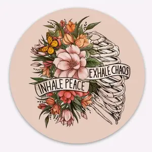 INHALE PEACE EXHALE CHAOS 3" Round Sticker Decor Decorative
