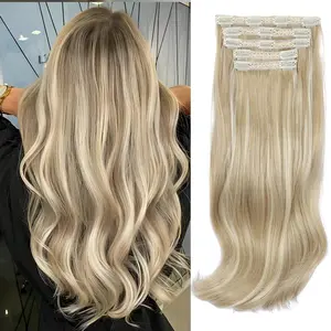 Vigorous 6PCS Clip in Hair Extensions Thick Long Stright Layered Hair Extensions  Invisible Lace Weft Hair Extensions Natural Blend for Women Girl Daily Use