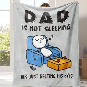 Father's Day Gift Idea Funny Dad Is Not Sleeping Flannel Blanket,Super Soft Throw for Couch Napping, Great Present for Dad & Husband Father's Day & Birthday Gift for Dad and Husband, Funny "Dad Is Not Sleeping" Flannel Blanket, Ultra Soft Comfort Throw