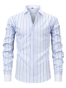Men's High-Stretch Striped Shirt — Classic Stripe Pattern, Quick-Drying, Breathable, Wrinkle-Resistant Long Sleeve. Business-Casual Style featuring Outdoor-Grade Fabric. An Excellent Gift Choice — Special Offer from our TikTok Shop.