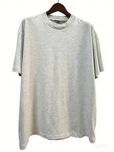 $9.99 Restock Deals Clearance Men's Crew Neck Oversized Relaxed Fit Light Oatmeal Heavyweight Cotton Streetwear Everyday Plain T-shirts