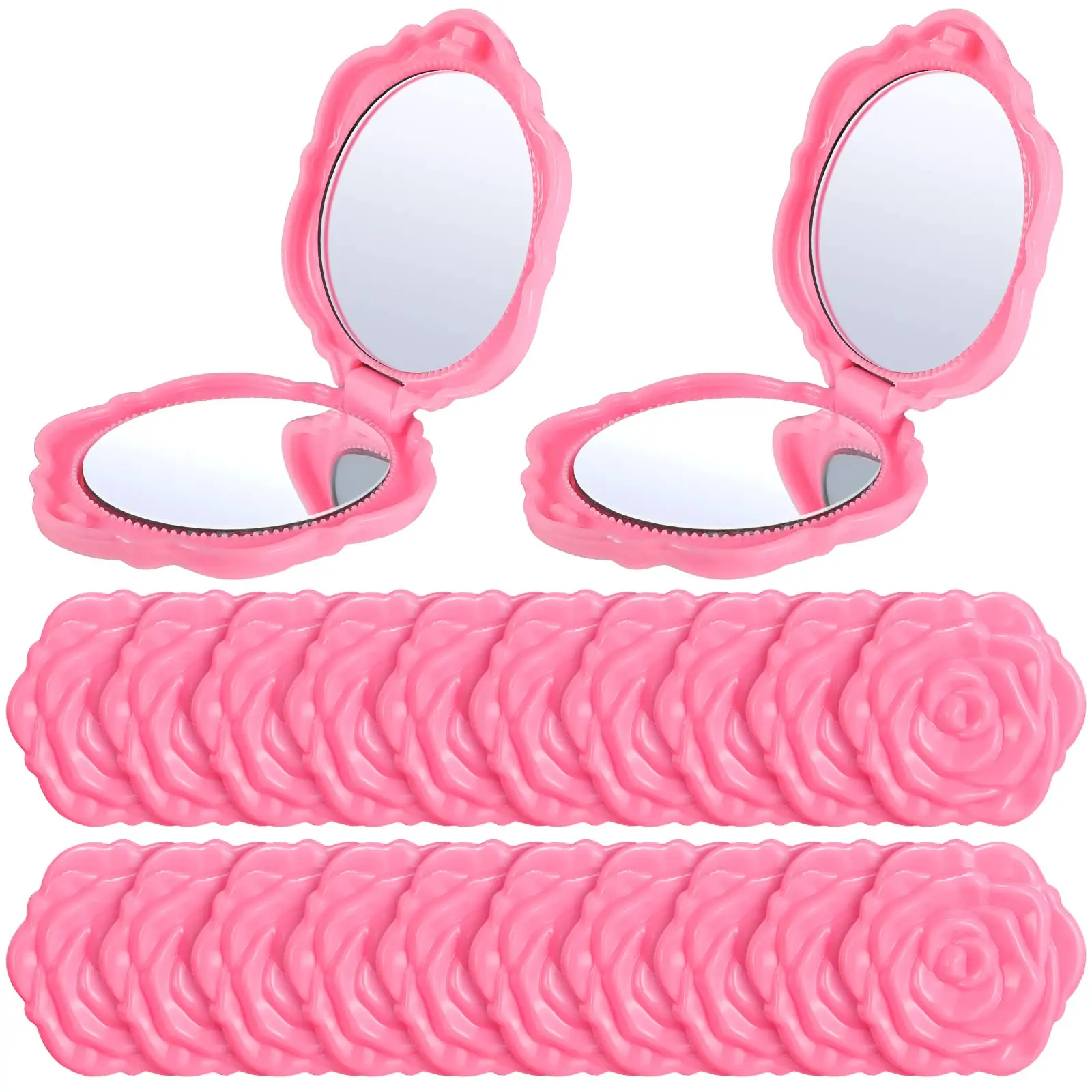 20Pcs/Set Rose Compact Mirror Bulk,Pink Plastic Mini Travel Makeup Mirror,Hand Bridesmaids Gift for Women Girls Wedding Party,New Year Gifts,Hand Tools Kits