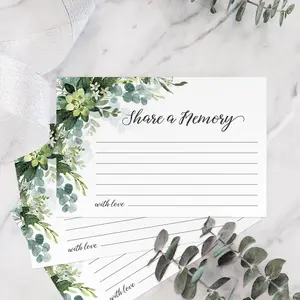 Greenery Floral Share A Memory Card  / 50 Beautiful Memorial Notecards / 6" x 4" Celebration of Life, Funeral, Retirement, Moving Guest Book Cards