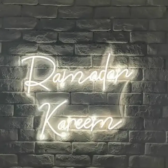 Eid Ramadan Decorative Neon Window Lights, 15 Inch Ramadan Kareem LED Light with plug in cord and Remote control. for Muslim Holiday Party