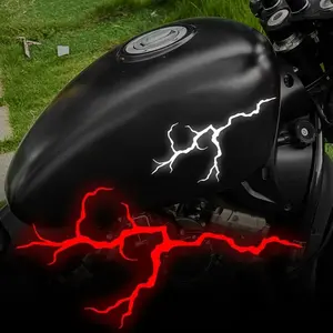 1PC Reflective Lightning Motorcycle Stickers, Waterproof Safe Driving, for Motorbike Helmet Fuel Tank DIY Scooter Vinyl Decals, Windshield Sticker