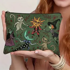 Enchanted Forest Pattern Makeup Bag, Makeup Organizer Pouch, Handheld Cosmetic Pouch, Portable Cosmetic Bag, Multifunctional Storage Bag for Snacks, Pencil Case for Students