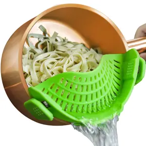 2 Pcs Clip On Strainer Silicone Pots and Pans, Pot Strainer for Pasta Meat Vegetables Fruit, Silicone Strainers - Fit All Pots Bowls.