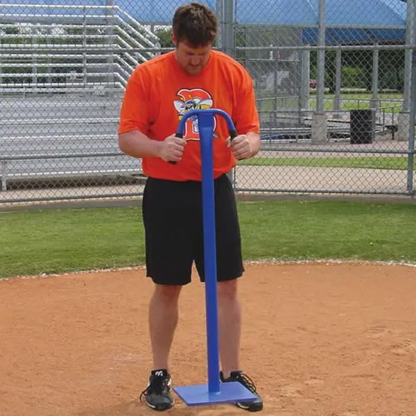 SSG/BSN BBTAMPBM Metal Infield Tamp - 48in Heavy Duty Handle Tool, 1/2in Thick, 12in Square Area, for Baseball Field Maintenance