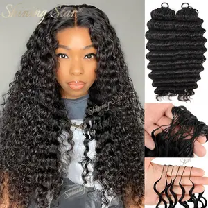 Deep Wave Feather Crochet Human Hair Knotless Crochet Human Raw Hair Miracle Knots Double Drawn Vietnamese Crochet Human Hair