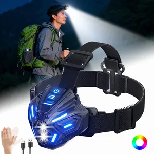 1PC USB-C Rechargeable LED Headlamp – Headlamp with Motion Sensor, Yellow/White Light, 12  Modes, IPX4 Waterproof, Lightweight Head Lamp for Running, Camping, Hiking & Work – Comfortable Fit