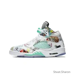 Retro-style Wings white and green casual retro sports durable and versatile basketball shoes