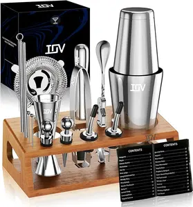 IOV 17-Piece Boston Cocktail Shaker Set | Ultimate Bar Tool Kit with 18oz & 28oz Shakers, Perfect for Home Bars, Lounges, and Professional Mixology