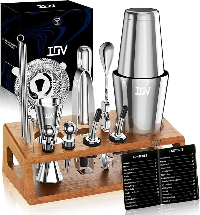 IOV 17-Piece Boston Cocktail Shaker Set | Ultimate Bar Tool Kit with 18oz & 28oz Shakers, Perfect for Home Bars, Lounges, and Professional Mixology  #Summervibes