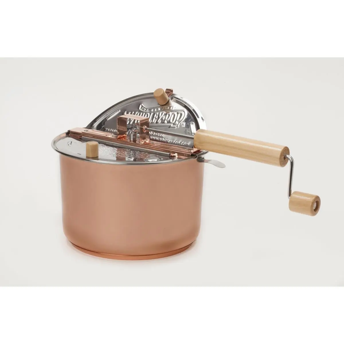212 MAIN Copper Plated Metal Traditional Popcorn Maker - Kitchen Household Products, Induction-Compatible Stainless Steel Hand-Crank Stovetop Popper, Patented Stirrer, Steam Vents, Oil-Ready Quick-Popping Appliance (Model 23010-D)