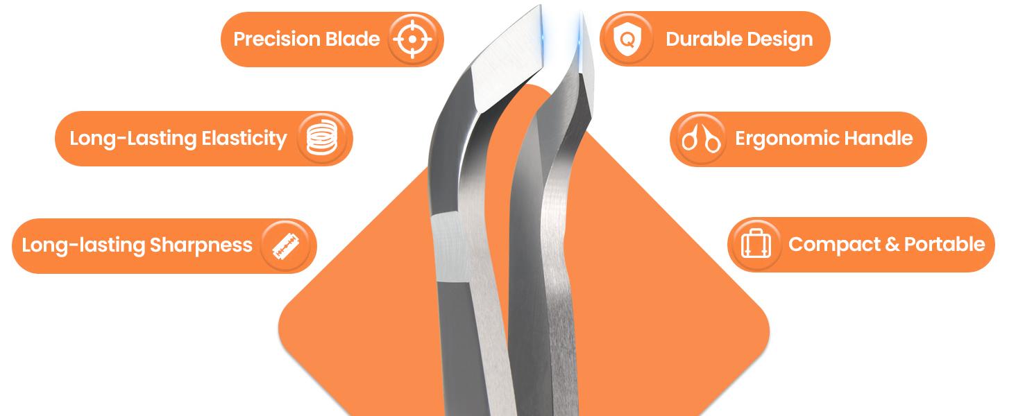 THRAU Mini Cuticle Trimmer Tweezers, Professional Cuticle Nippers Cutter for Manicure and Pedicure, Stainless Steel Precise Nail Clippers Scissors