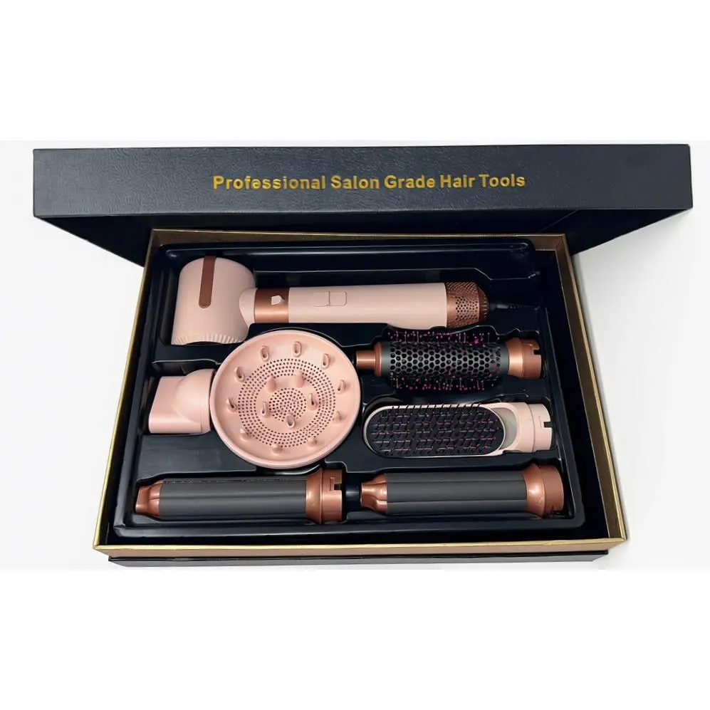6-in-1 Air Wrap Hair Styler & Blow Dryer Brush Kit Rose Gold Multi-Styling Tool