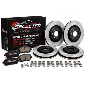 Front & Rear Brake Kit for 2007-2013 Acura MDX, 2010-2013 Acura ZDX & 2009-2014 Honda Pilot – Drilled & Slotted 13” Front Rotors with Ceramic Brake Pads Replacement Set