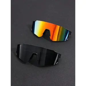 Unisex 2-Pack Oversized Shield Sportive Sunglasses, Trendy Sports Eyewear, Ideal for Biking & Outdoor Activities