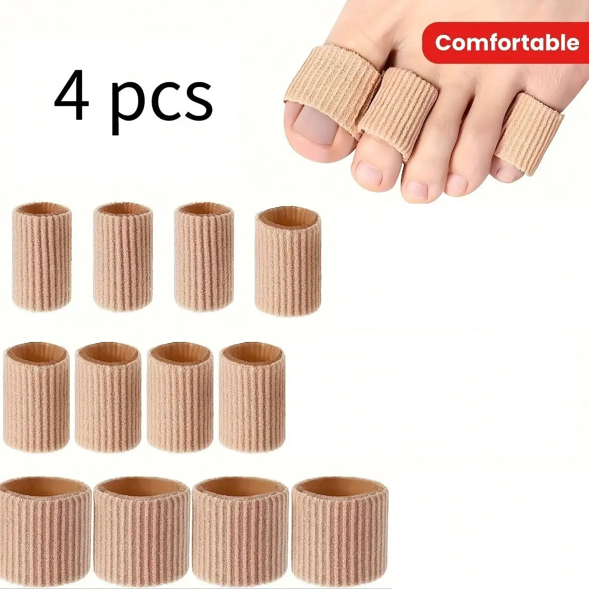 4pcs soft toe covers and finger protection tubes - Toe Protectors For Shoes -3 sizes for reducing friction, relieving blisters, foot care, hand protection, etc