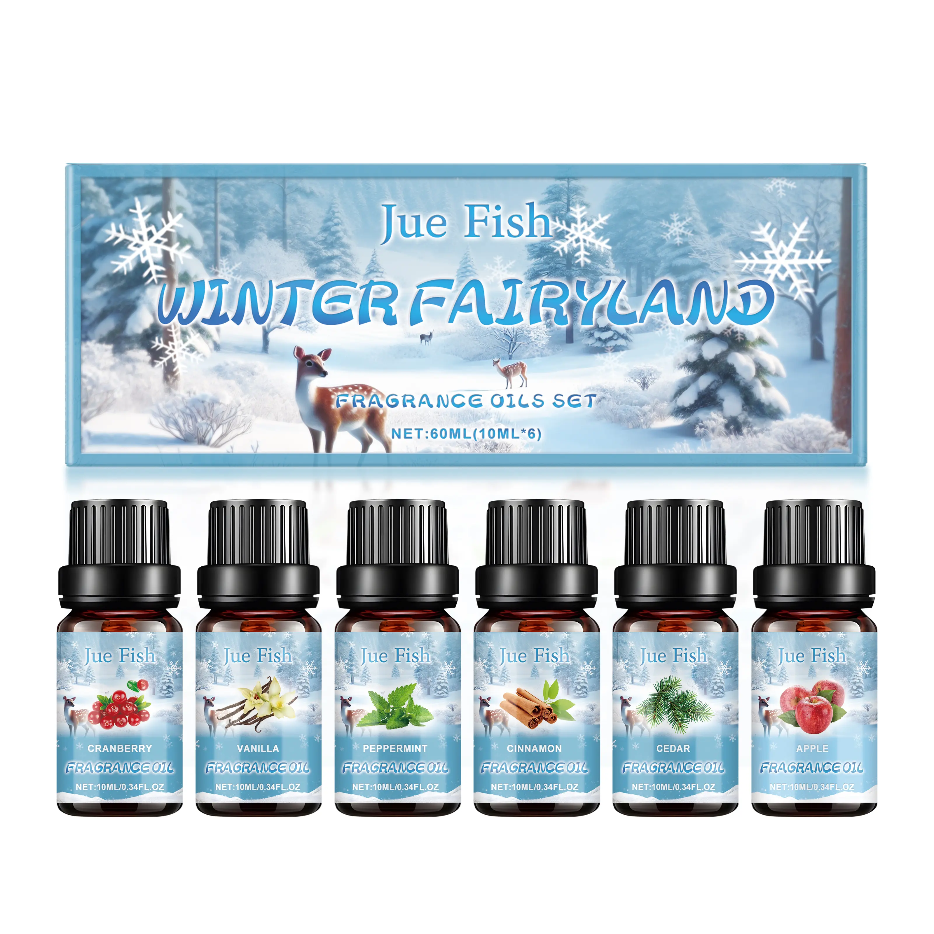 Six-flavor household cleaning essential oil set - 60 ml. This set contains natural-scented essential oils that are suitable for various scenarios such as indoors and outdoors.