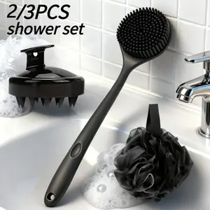 2/3pcs Bath Set: Silicone Bath Brush, Scalp Massager, and Bath Ball | Ultimate Bath Essential - Suitable for All Skin Types Shower Bathroom Sets