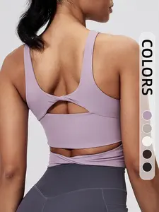 Women's Sports Bra with Back Twist Knot, Multi-Color Options, Workout Bra, Gym Sports Bra, Running Workout Bras, Ideal for Daily Outdoors, Fitness, Yoga, Running, Tennis