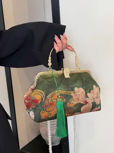 Vintage Floral Pattern Handbag with Detachable Strap, Fashionable Shoulder Bag for Women, Casual Trendy Versatile High-quality Daily Commuting Bag, Floral Embossed Handbag