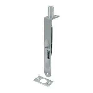 212 MAIN 6 in. Heavy Duty Corrosion-Proof Flush Bolt Round - Satin Chrome Solid Brass Door Hardware with Bolt Extension and Strike Screws