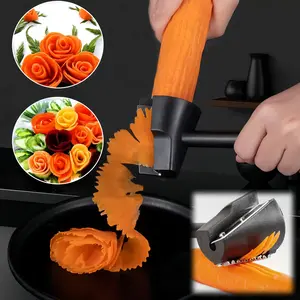Spiral vegetable slicer and peeler, kitchen tool suitable for carrots, radishes, potatoes, handheld design - black