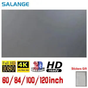 Salange High-definition Anti-light Projection Screen Brighten Home Projector Screen 100 Inch 120 Inch Portable Projection Curtains Screen Folding Reflective Cloth Home Theater Screen