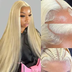 613 13x6 Lace Front Wig Human Hair Straight 613 HD Lace Frontal Wig 13X6 180 Density Blonde Lace Front Wigs Human Hair Pre Plucked With Baby Hair